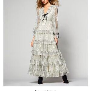 Chic Lace Tiered Maxi Dress - Cream NWT